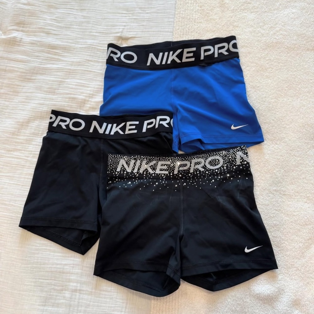 Nike Pro Kids Shorts - Black and Blue Set